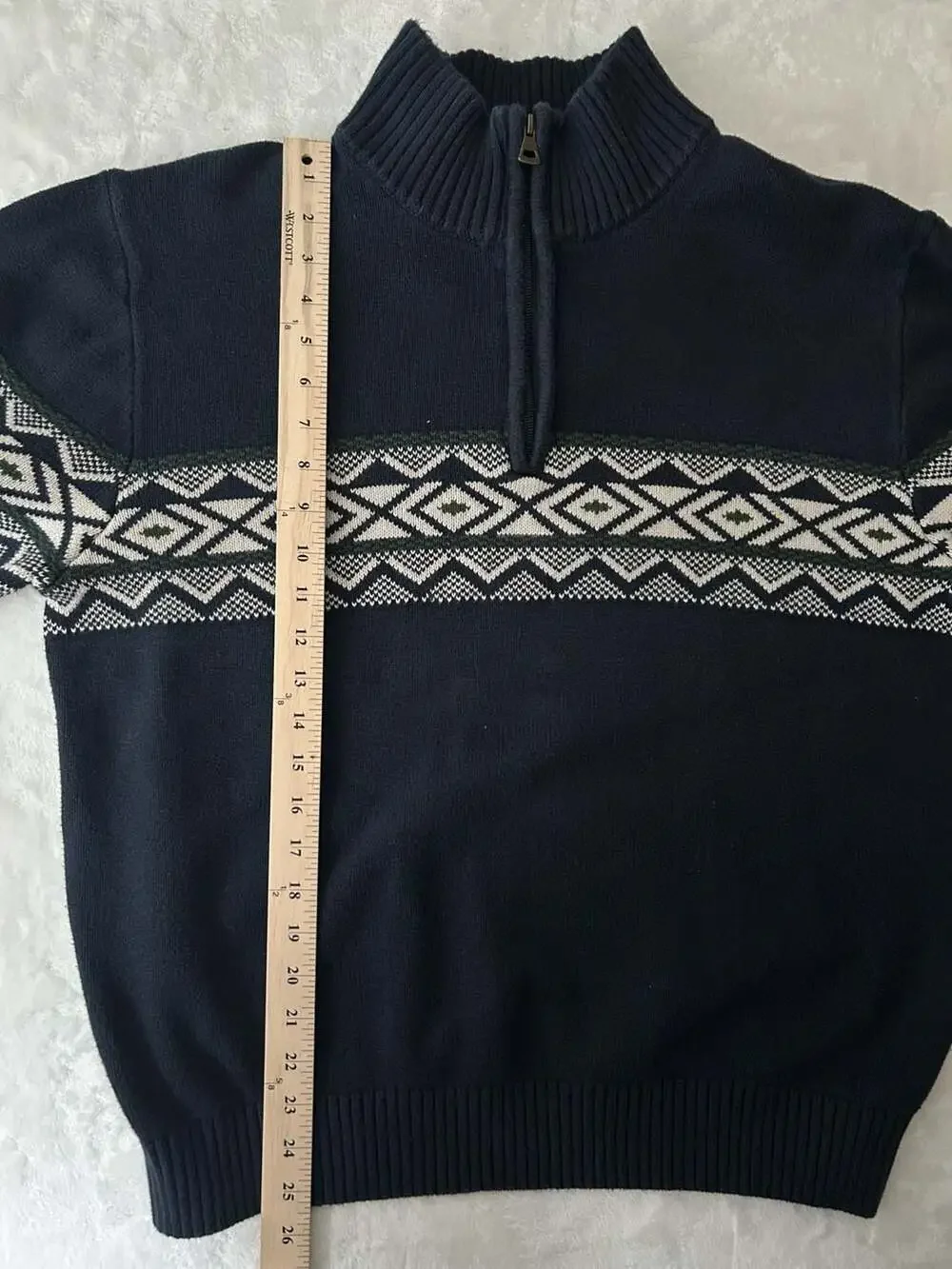 Original Weatherproof Vintage Men's 1/4 Zip Fair Isle Pattern Cotton Pullover